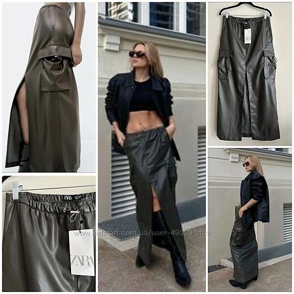 Zara трендовая крутая юбка-карго из экокожи. Очень стильная. New 
