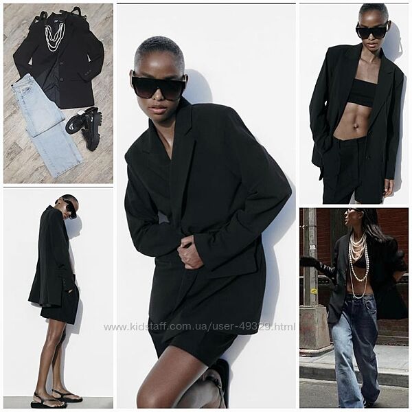 Черный трендовый пиджак, блейзер оверсайз от Zara. New 