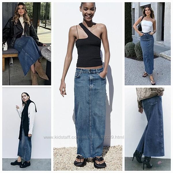 Трендовая джинсовая юбка-карандаш Zara. Длинная, стильная отличного качеств