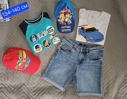 Шорты Mango, две футболки и две кепки на 134-140см Всё за 450 грн