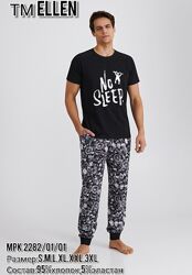 Чоловіча піжама з футболкою та штанами XXL. Домашній комплект. Ellen 2282