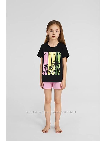 Піжама для дівчинки футболка та шорти. Дитяча піжама На дівчинку Ellen 2070