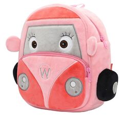 Детский рюкзак Машинка маленький плюшевый для садика розовый для девочки 