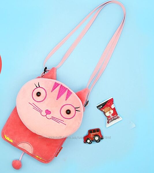 Детская мини сумочка розовая кошечка девочке маленькая сумка для телефона 