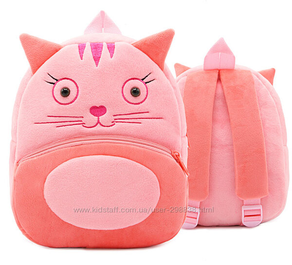 Детский рюкзак для девочки розовый дошкольный плюшевый качественный удобный
