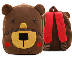 Детский рюкзак коричневый Мишка для малышей маленький плюшевый для садика