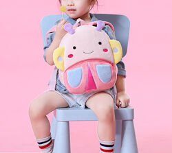 Детский рюкзак плюшевый для садика, розовый рюкзачок Бабочка для малышей