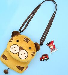 Детская мини сумочка для малышей Тигр на плечо коричневый беж мягкая плюш 