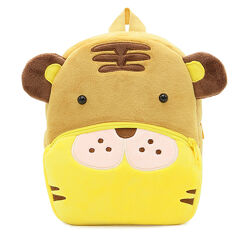 Детский рюкзак Тигр маленький плюшевый для садика коричнево-желтый унисекс