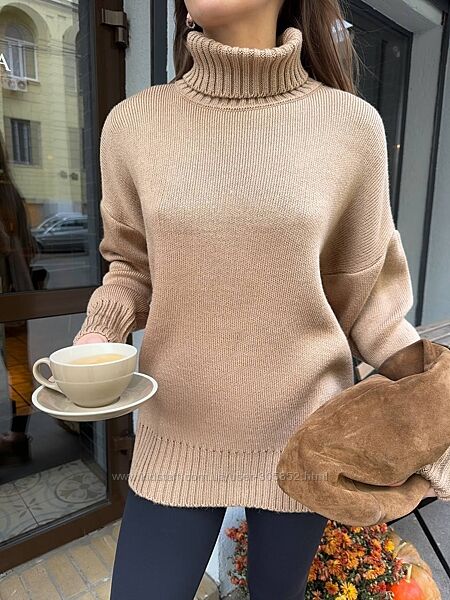 Вязаний светр зима молоко, бордо, карамель one size
