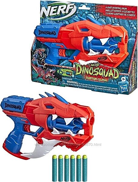 Бластер Нерф NERF DinoSquad Raptor-Slash Dart Blaster, оригінал динозавр
