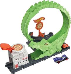 Трек Хот Вілс з крокодилом Hot Wheels Toy Car Track Set Gator Loop Attack