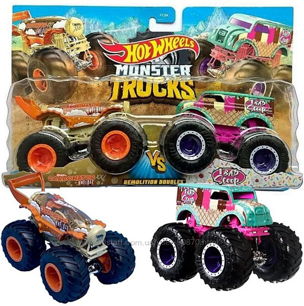 Набір з 2-х металевих машинок Хот Вілс Hot Wheels Monster Demo Doubles ориг