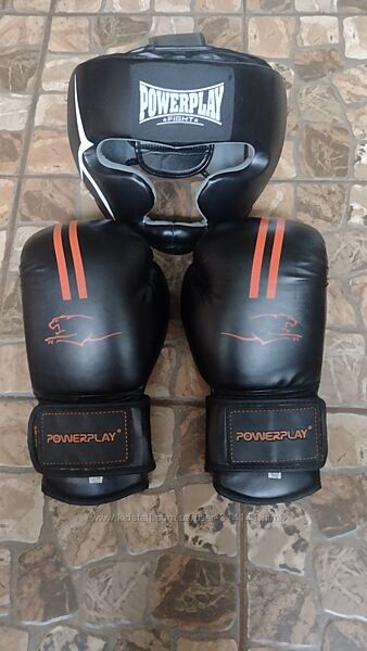 Комплект боксерский шлем powerplay и боксерские перчатки powerplay