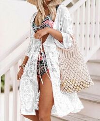 Солнцезащитная одежда ажурный кружевной кардиган халат пляжная мода 