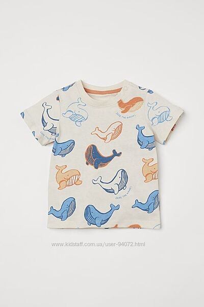 H&M Гарна футболочка з китами для 1,5-3 років