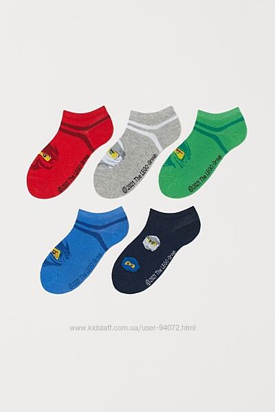 H&M Комплект з 5 пар коротких шкарпеток серії Ninjago розмір 22-24