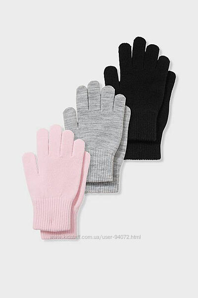 C&A Комплект з 3-х пар рукавичок для 12-16 років