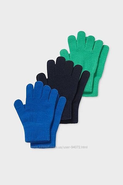 C&A Комплект з 3-х пар рукавичок для 4-7 років