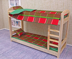 Кроватка двухэтажная для кукольного домика масштаб 16 из дерева