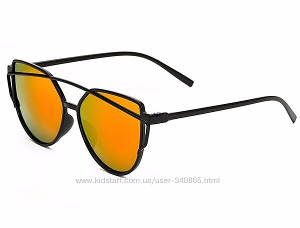 Очки солнцезащитные зеркальные оранжевые черные A9984