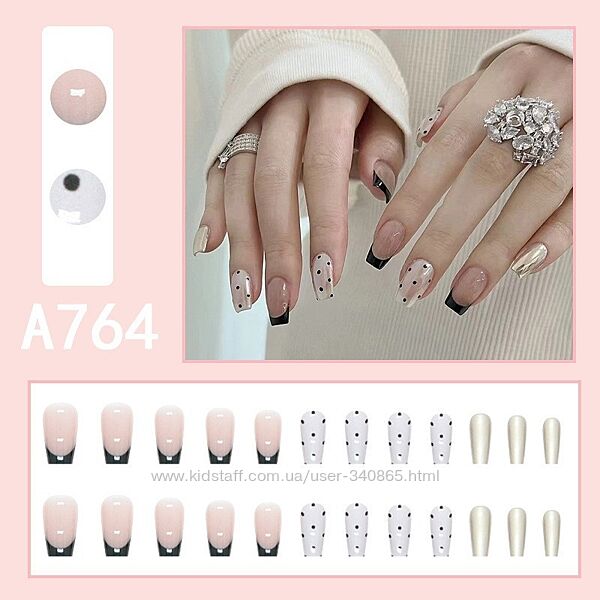 Накладные ногти 24 штуки с клеем для ногтей A764