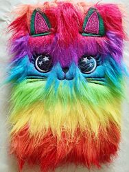 Меховый хутровий блокнот А5 киска кошка панда единорог лол 