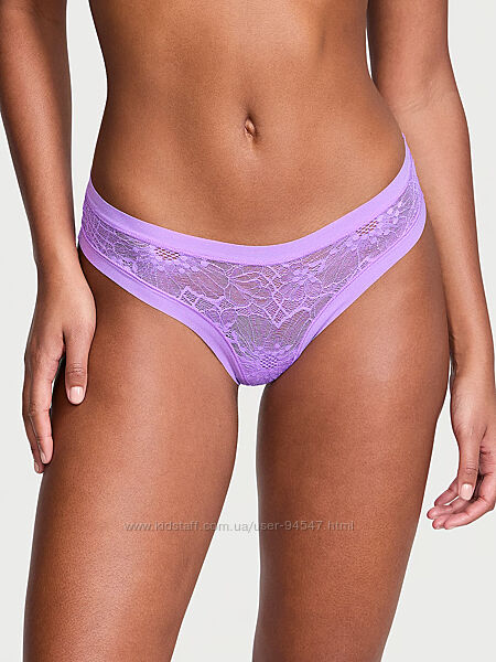 Бузкові мереживні трусики -стрінги вікторія сікрет  оригінал no-show lace