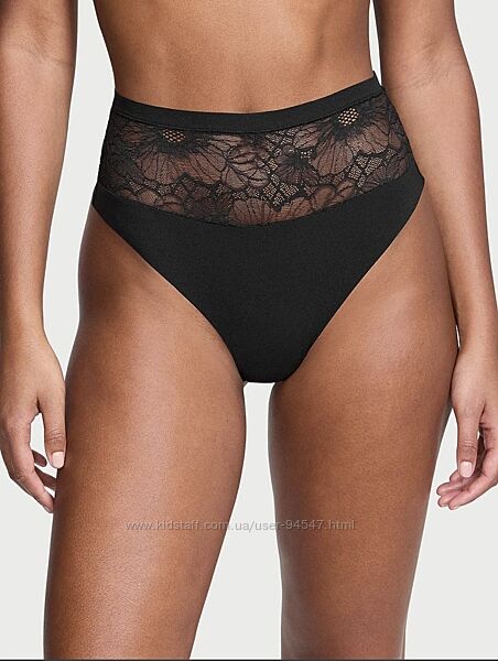 Безшовні трусики з мереживом no-show lace high-waist thong panty