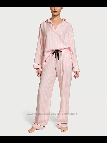 Піжама flannel popover long pajama set pretty blossom