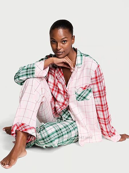 Фланелева піжама flannel long pajama set Xs regular