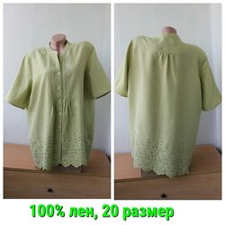 Льняная рубашка с вышивкой artigiano, батал, лен, льон, Италия 