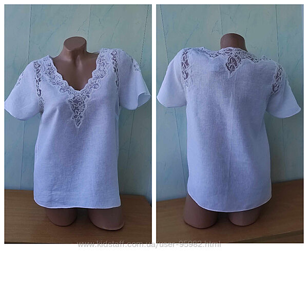 Льняная блуза jigsaw с кружевом 