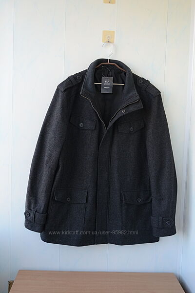 Мужское укороченное шерстяное пальто , куртка f&f , большой размер 
