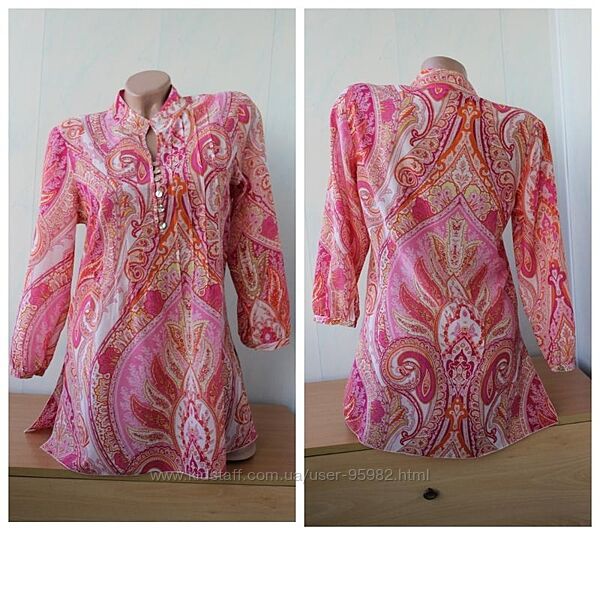 Невесомая блуза-туника с узором пейсли peter hahn, хлопок, шелк