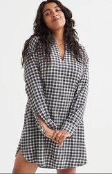 Платье в клетку свободного кроя h&m, хлопок 