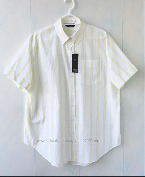 Рубашка в полоску , оверсайз marks & spencer, хлопок 