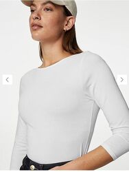 Белая базовая футболка marks & spencer 3/ 4 , хлопок 
