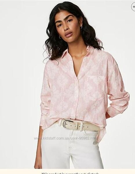 Рубашка оверсайз marks & spencer, хлопок 