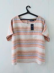 Льняная блуза в полоску marks & spencer, лен 