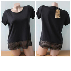 Футболка, блуза з мереживом originals, бавовна, віскоза