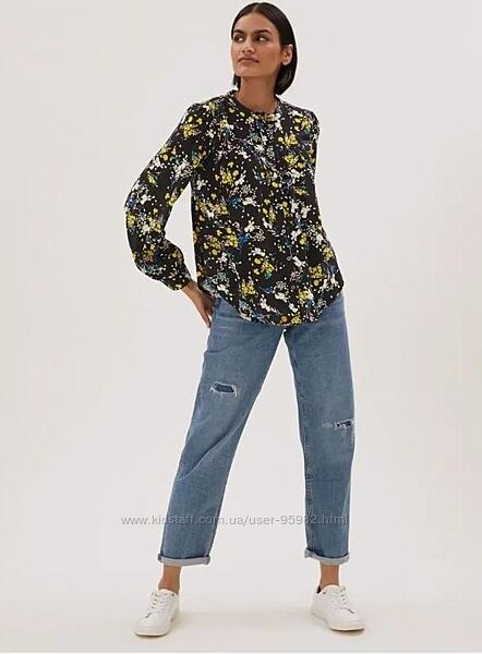 Блуза, цветочный принт marks & spencer, вискоза