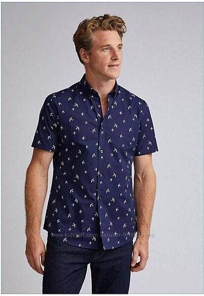 Мужская рубашка с птицами burton menswear london, хлопок