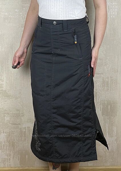 Утепленная нейлоновая длинная юбка с цветочной вышивкой от Skhoop
