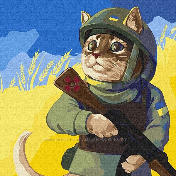 Картина по номерам - Котик ВСУ Kira Corporal