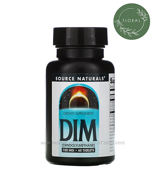Source Naturals, DIM дииндолинметан, DIM, dim, 100 мг, 60 таблеток