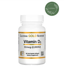 California Gold Nutrition, витамин D3 2000 МЕ, витамин д3, Д3, 90 капсул