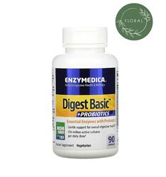 Enzymedica, Digest Basic, ферменты, ферменты с пробиотикиками 90 капсул,