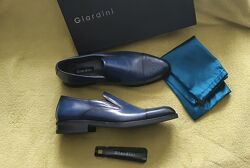 Синие туфли GIARDINI Италия натуральная кожа р. 45,46