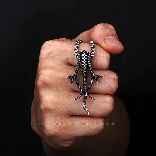 Кулон Змія змії 3D горгона готика срібло сріблястий масивний